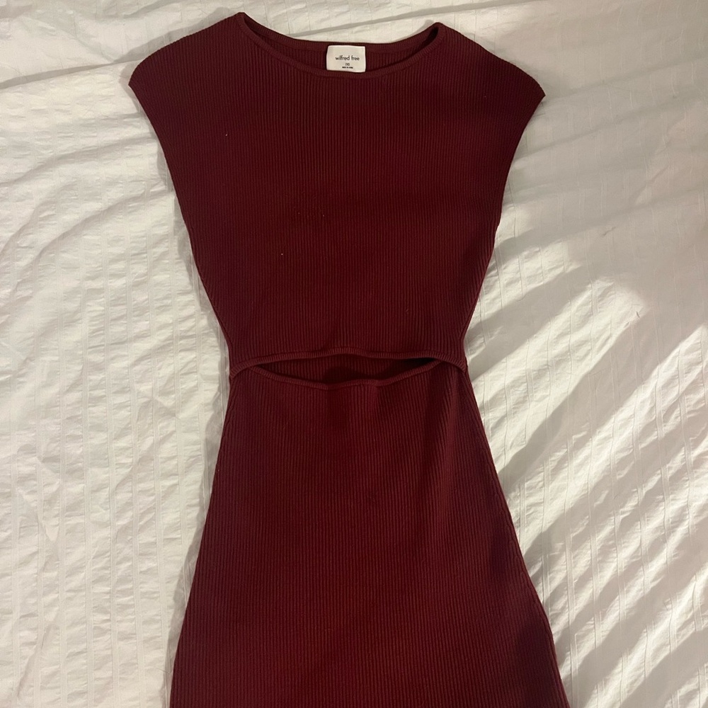 Wilfred Red Sheath Dress with Bateau Neckline